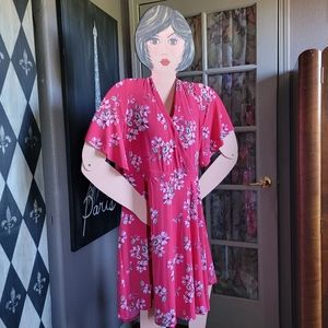 TORRID Fuchia Floral Surplice Wrap Dress Sz 3X (22-24)
